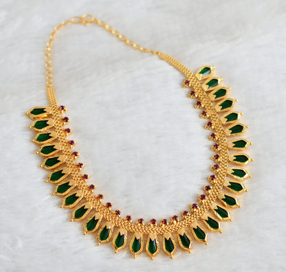 Gold tone Pink-green Nagapadam Kerala Style Necklace DJ21141