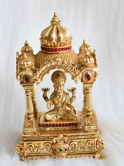 Antique gold tone kemp-green lakshmi kumkum box dj-44259