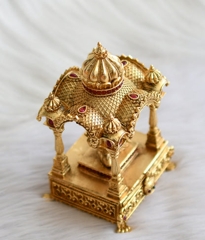 Antique gold tone kemp-green lakshmi kumkum box dj-44259