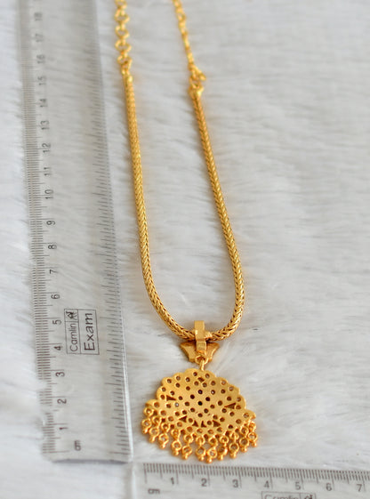 Gold tone AD pink-green-white stone kodi chain necklace dj-47646