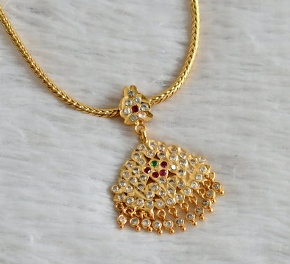 Gold tone AD pink-green-white stone kodi chian necklace dj-47647