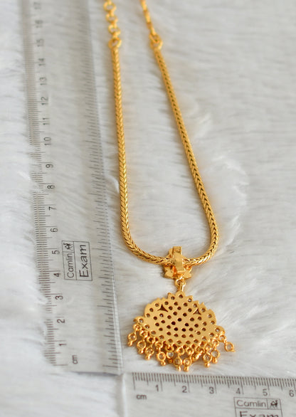 Gold tone AD pink-white stone kodi chain necklace dj-47644