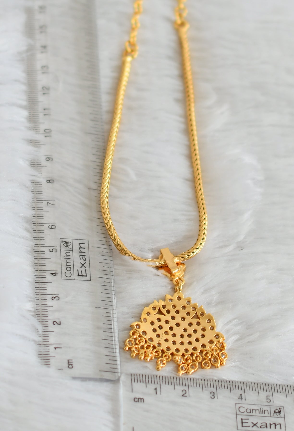 Gold tone AD white stone kodi chain necklace dj-47645