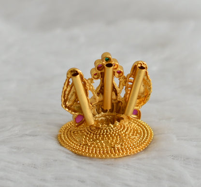 Gold tone ruby-green lakshmi peacock dhoop stand (incense holder) dj-47682