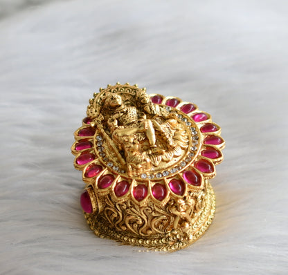 Antique gold tone kamp-white shiva-parvathi kumkum box dj-44262