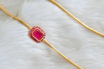 Gold tone ruby block stone mugappu chain dj-42135