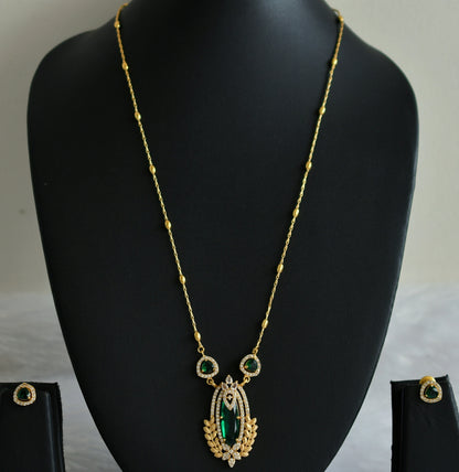 Matte finish cz-green stone necklace set dj-49492