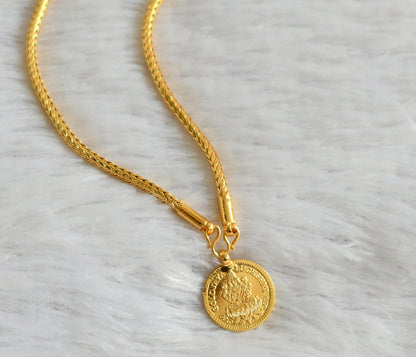 Gold tone Lakshmi coin pendant with chain dj-38596