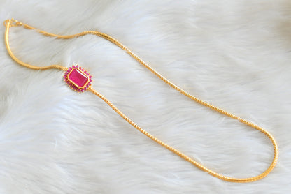 Gold tone ruby block stone mugappu chain dj-42135