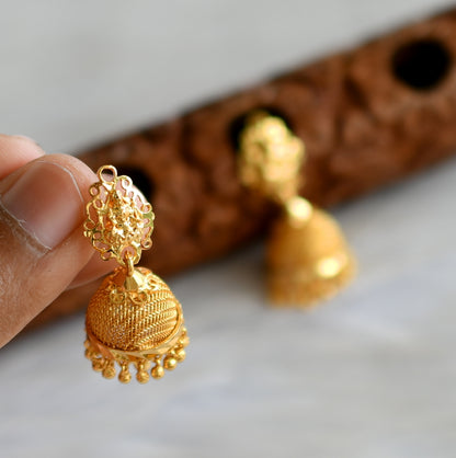 Gold tone Lakshmi Kerala style screw back jhumkka dj-37029