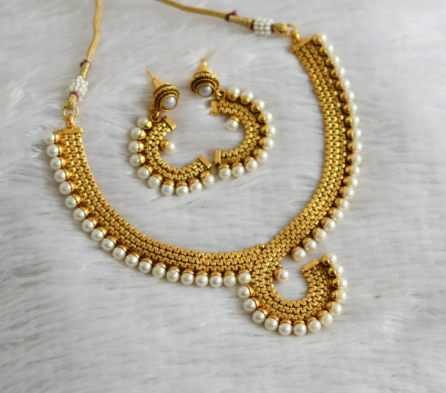 Antique gold tone pearl necklaces set dj-47671