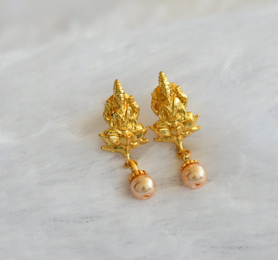 Gold tone pearl lakshmi earrings dj-46049