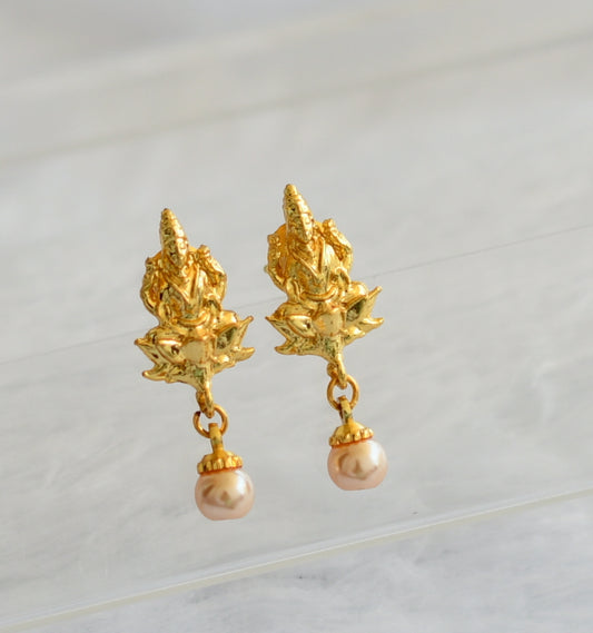 Gold tone pearl lakshmi earrings dj-46049