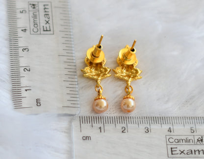 Gold tone pearl lakshmi earrings dj-46049