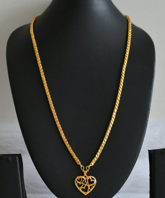 Gold tone 24 inches chain with cz heart pendant dj-49505