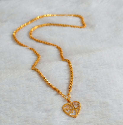 Gold tone 24 inches chain with cz heart pendant dj-49505