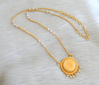 Gold tone pearl beads Lakshmi pendant with chain dj-41903