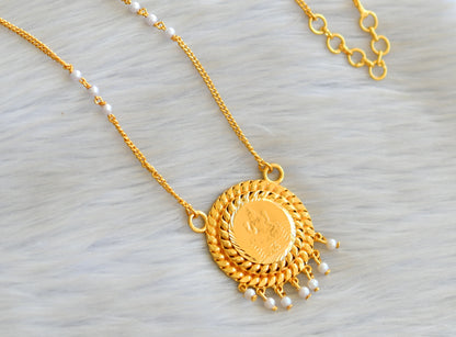Gold tone pearl beads Lakshmi pendant with chain dj-41903