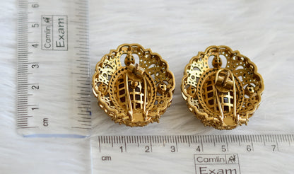 Antique gold tone cz red-white big victorian stud/earrings dj-44311