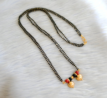 Gold tone coral-black bottu mangalsutra dj-42848