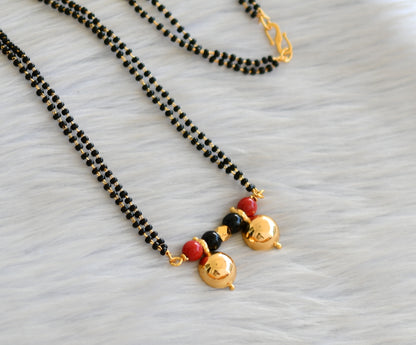 Gold tone coral-black bottu mangalsutra dj-42848