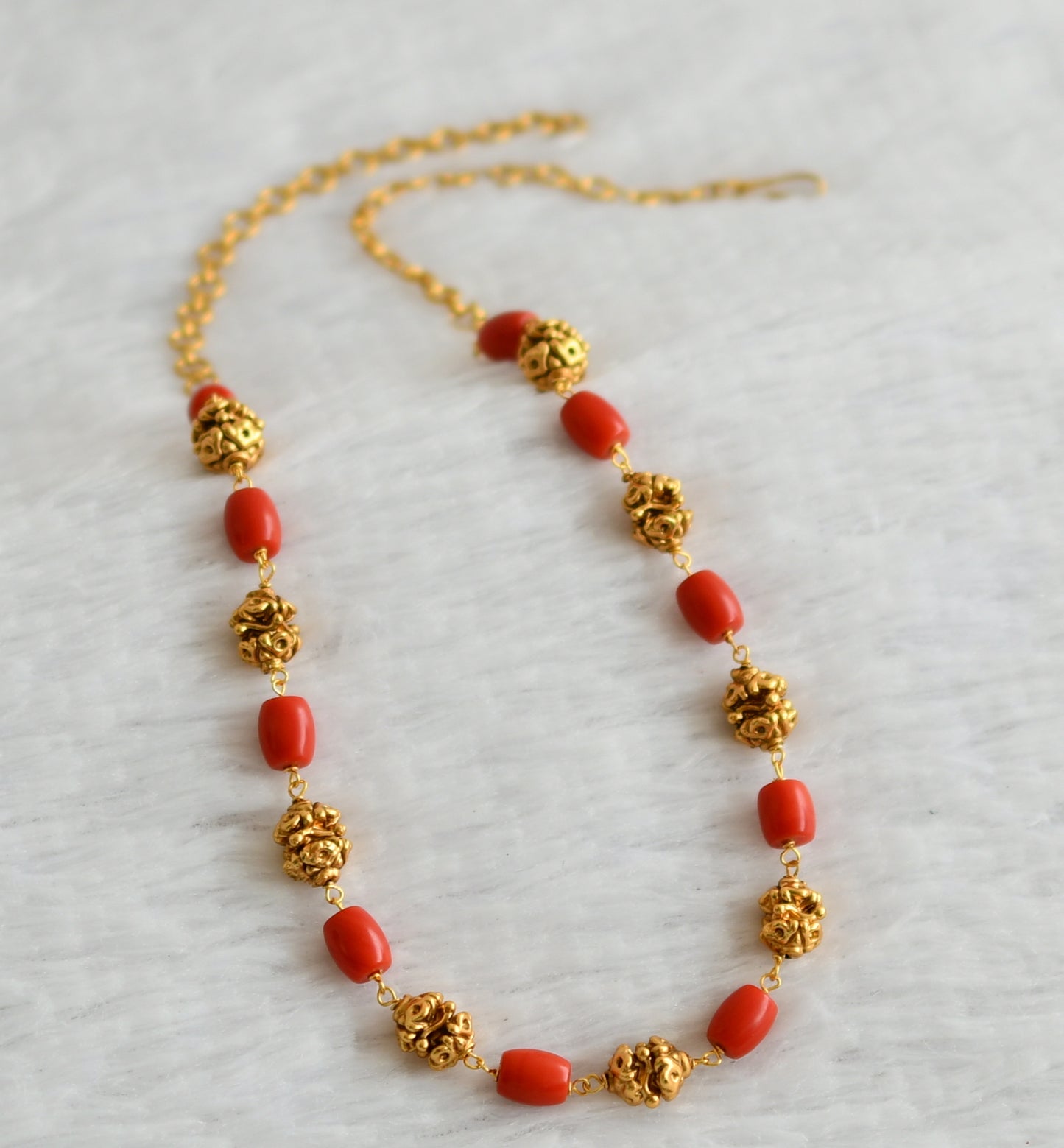 Matte finish coral beaded mala/necklace dj-49526