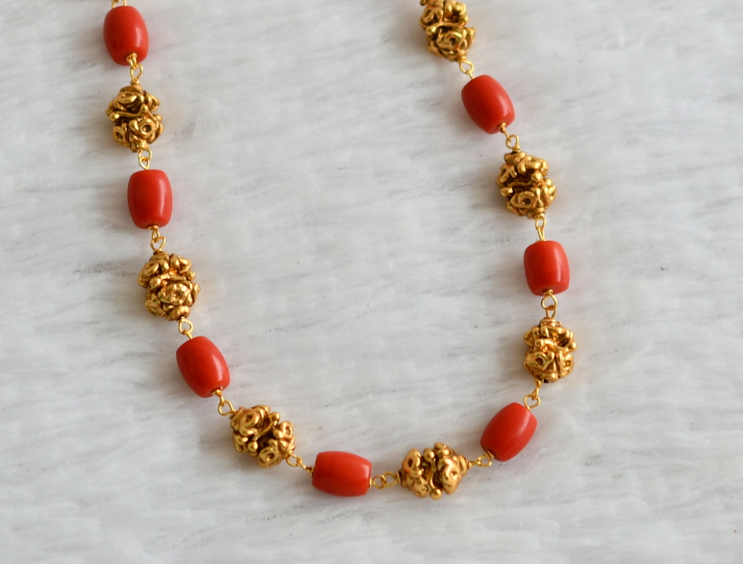 Matte finish coral beaded mala/necklace dj-49526