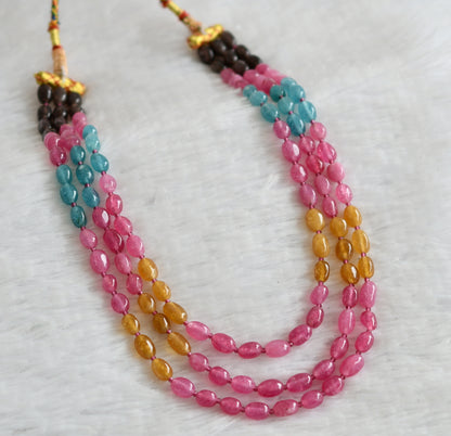 Multi layer pink-yellow-blue-black beaded mala dj-49515