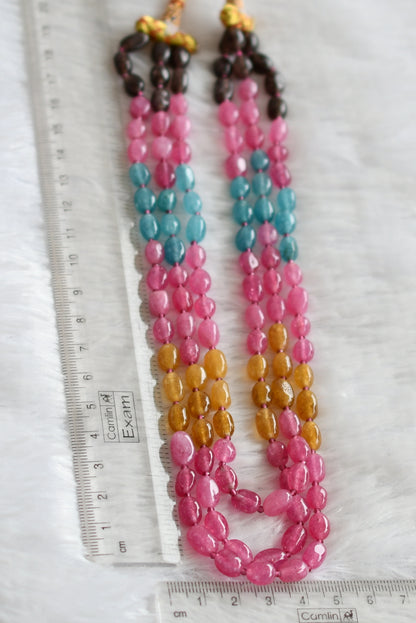 Multi layer pink-yellow-blue-black beaded mala dj-49515