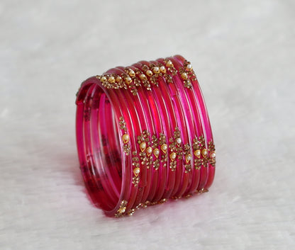 Set of 12 hot pink glass bangles(2.4) dj-49533