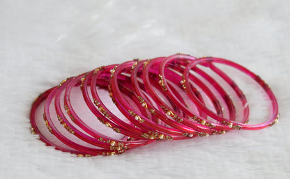 Set of 12 hot pink glass bangles(2.6) dj-49534