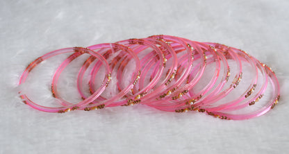 Set of 12 baby pink glass bangles(2.8) dj-49542