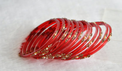 Set of 12 red glass bangles(2.10) dj-49565