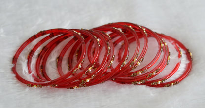 Set of 12 red glass bangles(2.6) dj-49563