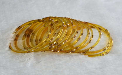 Set of 12 mustard yellow glass bangles(2.8) dj-49569