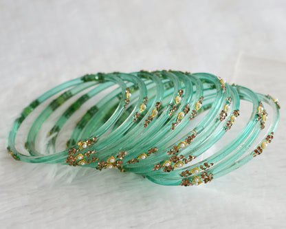 Set of 12 sea green glass bangles(2.8) dj-49545