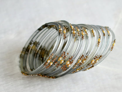 Set of 12 grey glass bangles(2.10) dj-49573