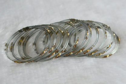 Set of 12 grey glass bangles(2.8) dj-49572