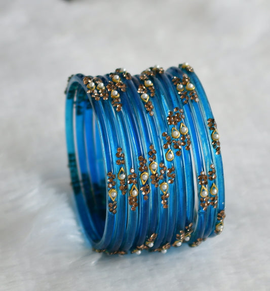 Set of 12 prussian blue glass bangles(2.6) dj-49589