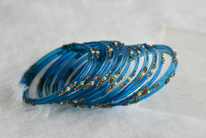 Set of 12 prussian blue glass bangles(2.6) dj-49589