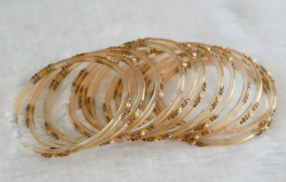 Set of 12 peal brown glass bangles(2.4) dj-49586