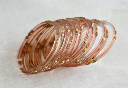 Set of 12 brown glass bangles(2.8) dj-49579