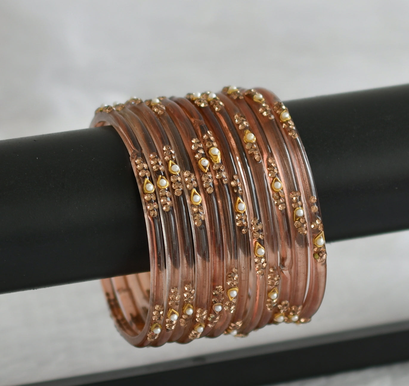 Set of 12 brown glass bangles(2.4) dj-49577