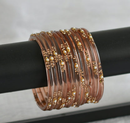 Set of 12 brown glass bangles(2.4) dj-49577