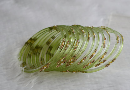 Set of 12 light green glass bangles(2.10) dj-49554