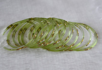 Set of 12 ligth green glass bangles(2.8) dj-49553