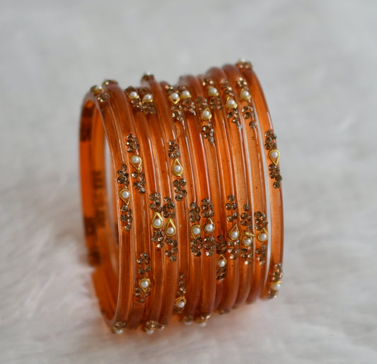 Set of 12 orange glass bangles(2.8) dj-49539