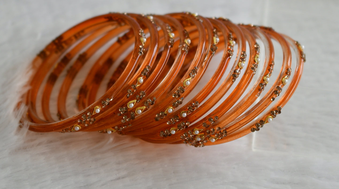 Set of 12 orange glass bangles(2.4) dj-49537