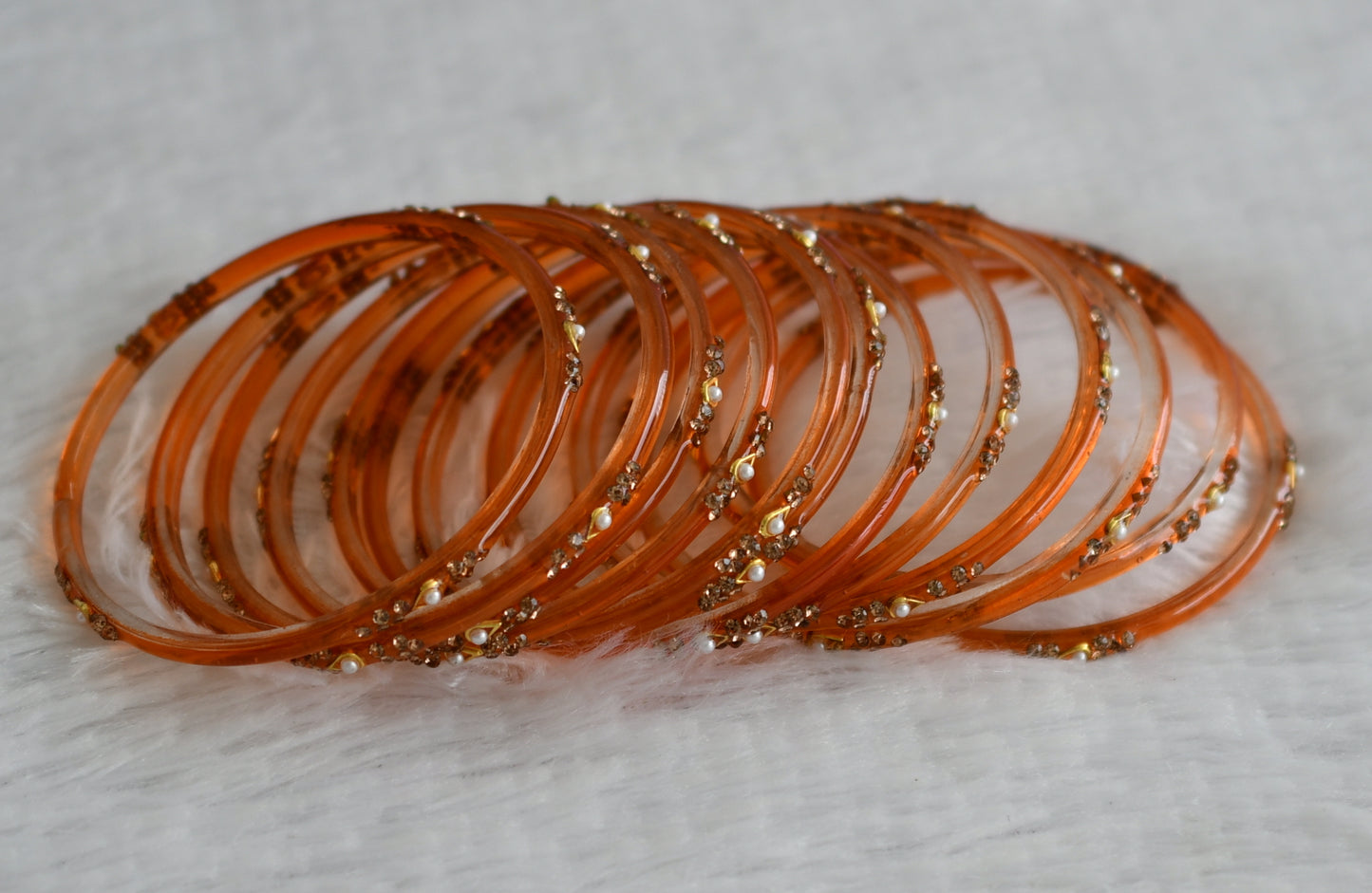 Set of 12 orange glass bangles(2.10) dj-49540