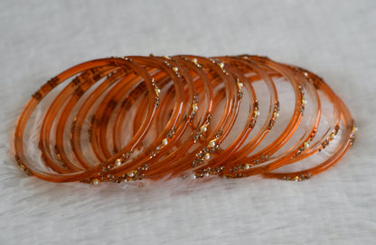 Set of 12 orange glass bangles(2.10) dj-49540